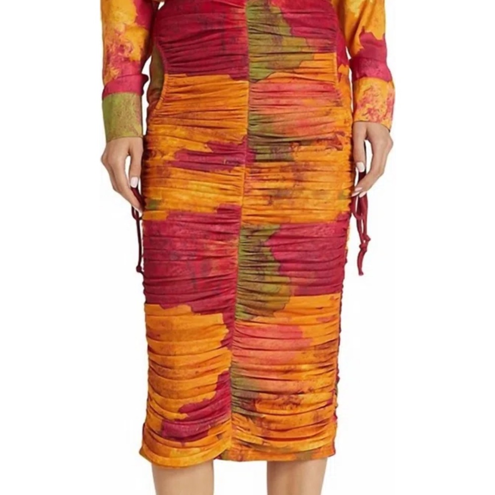Andrea Iyamah Colorful Ruched Pencil Skirt